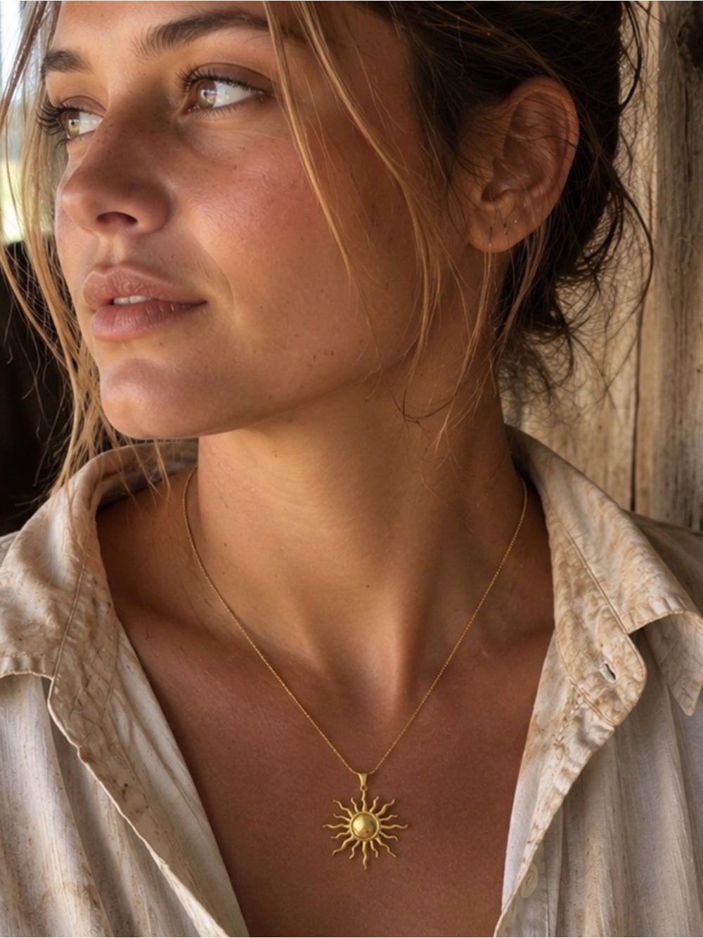 Sun Pendant Stainless Steel Necklace